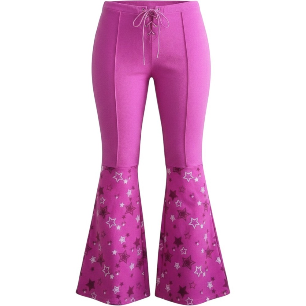 Barbie The Movie Western Cowgirl Costume Vest Flare Pants Set Pink Stars 1X - Picture 2 of 8